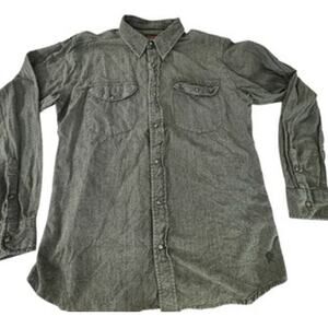 "Flyshacker" 100%‎ Cotton Long Sleeve Button Up Shirt SZ L BROKEN SNAP